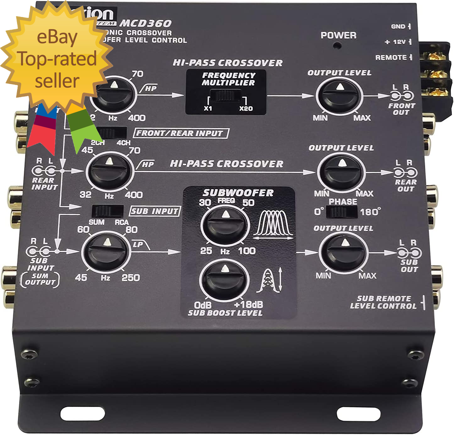 Mobile Electronics Mcd360 3 Way 6 Channel Electronic Crossover with Subwoofer