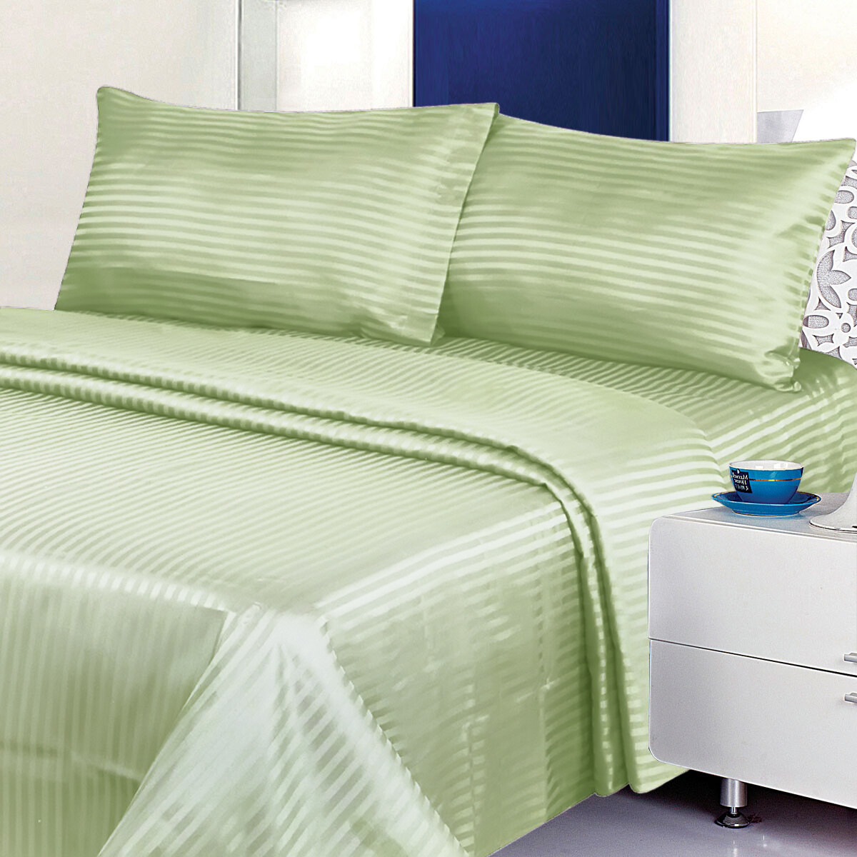 Luxurious 400 Thread Count Dobby Stripe Sheet Set 100% Cotton 9 Colors 4 Sizes