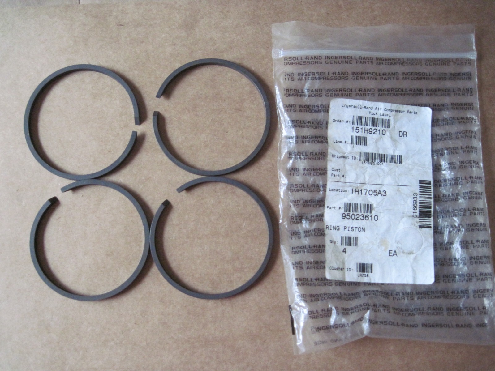 Lot of 4 OEM Ingersoll Rand 95023610 Piston Rings, NOS