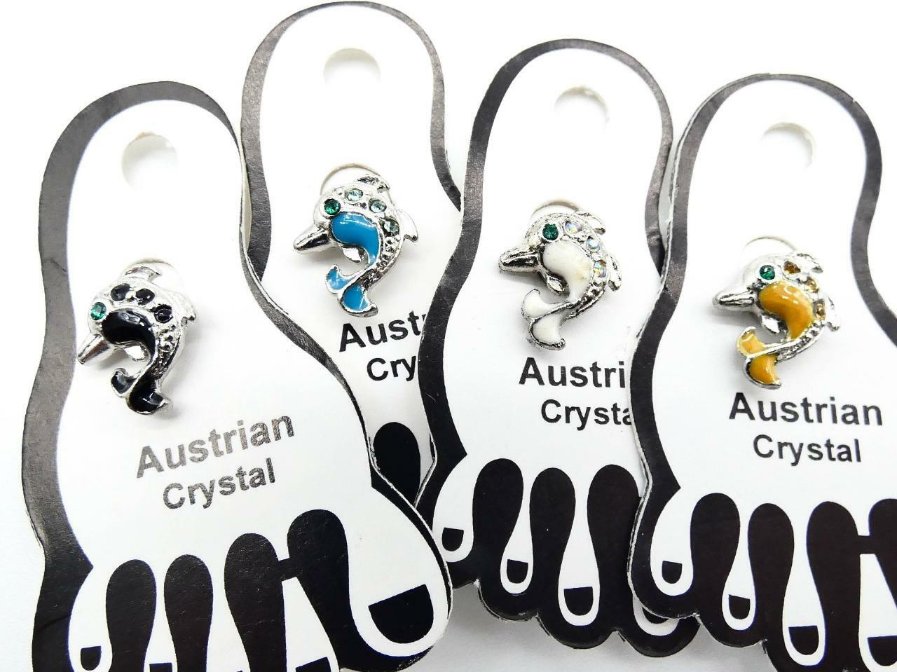 ADORABLE Color Enamel Crystals DOLPHIN Invisible Stretch Band Petite Toe Ring