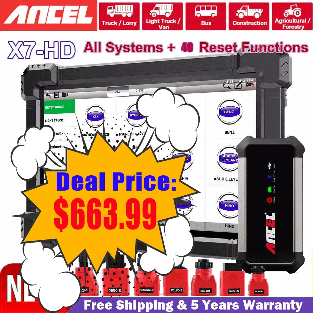X7-HD Heavy Duty Diesel Truck Scanner Full System Diagnostic Tool ECU DPF Regen