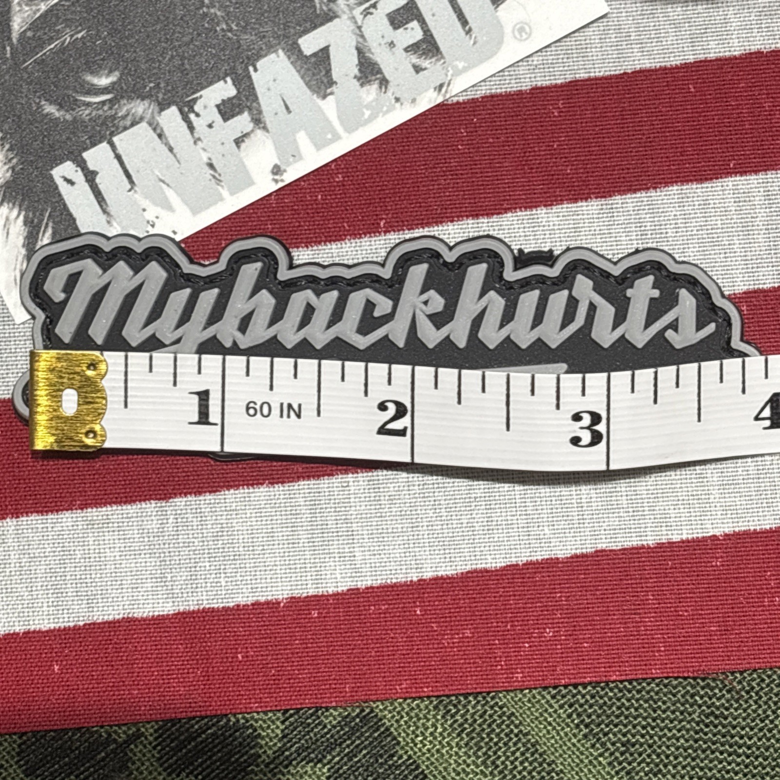 PvC My Back Hurts BkGr Tactical Hook & Loop Patch Rubber 3d