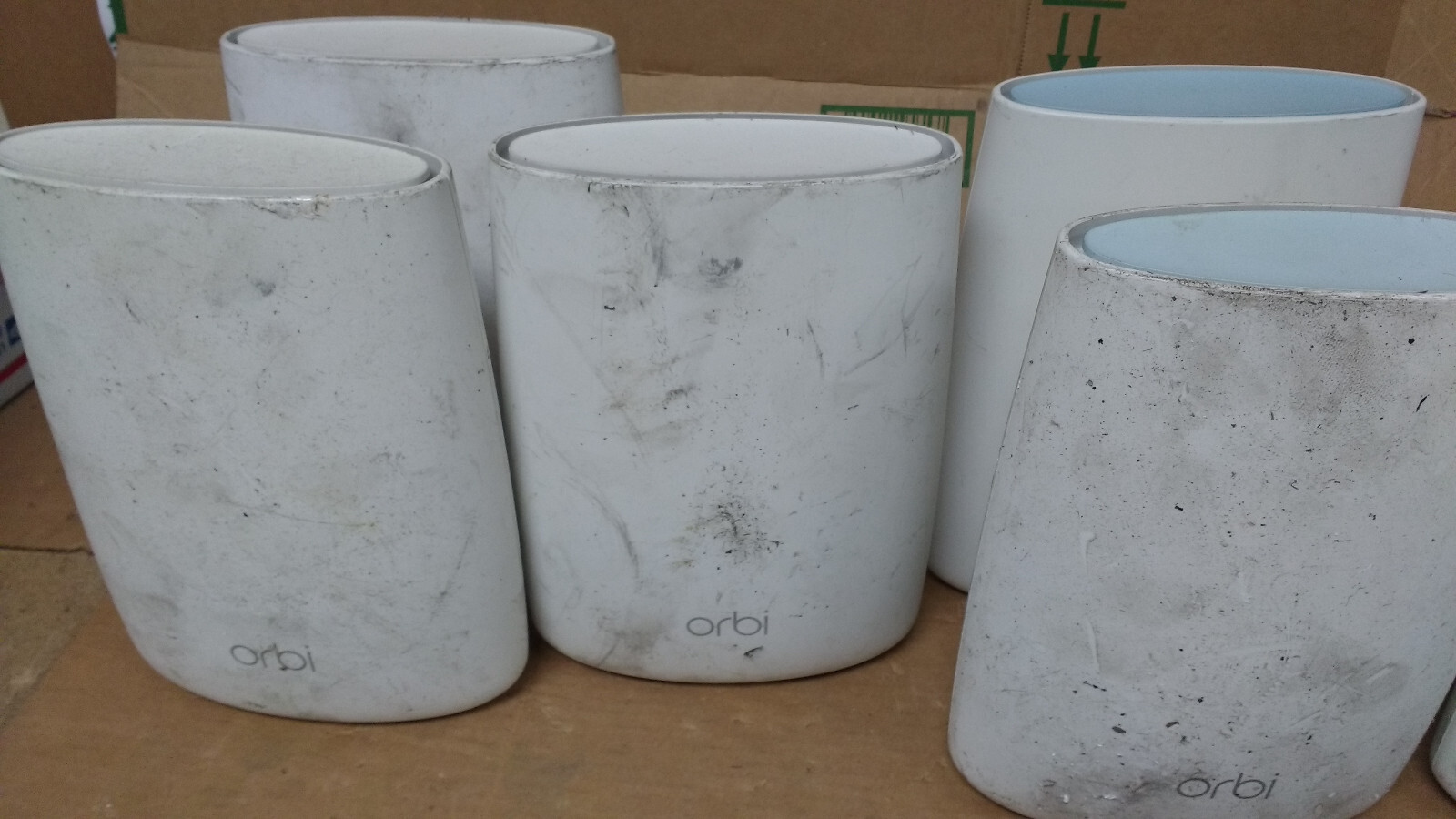 LOT OF 7 NETGEAR ORBI 4/RBR50/3 RBS50 WIRELESS ROUTER NETWORK SET DIRTY STICKY