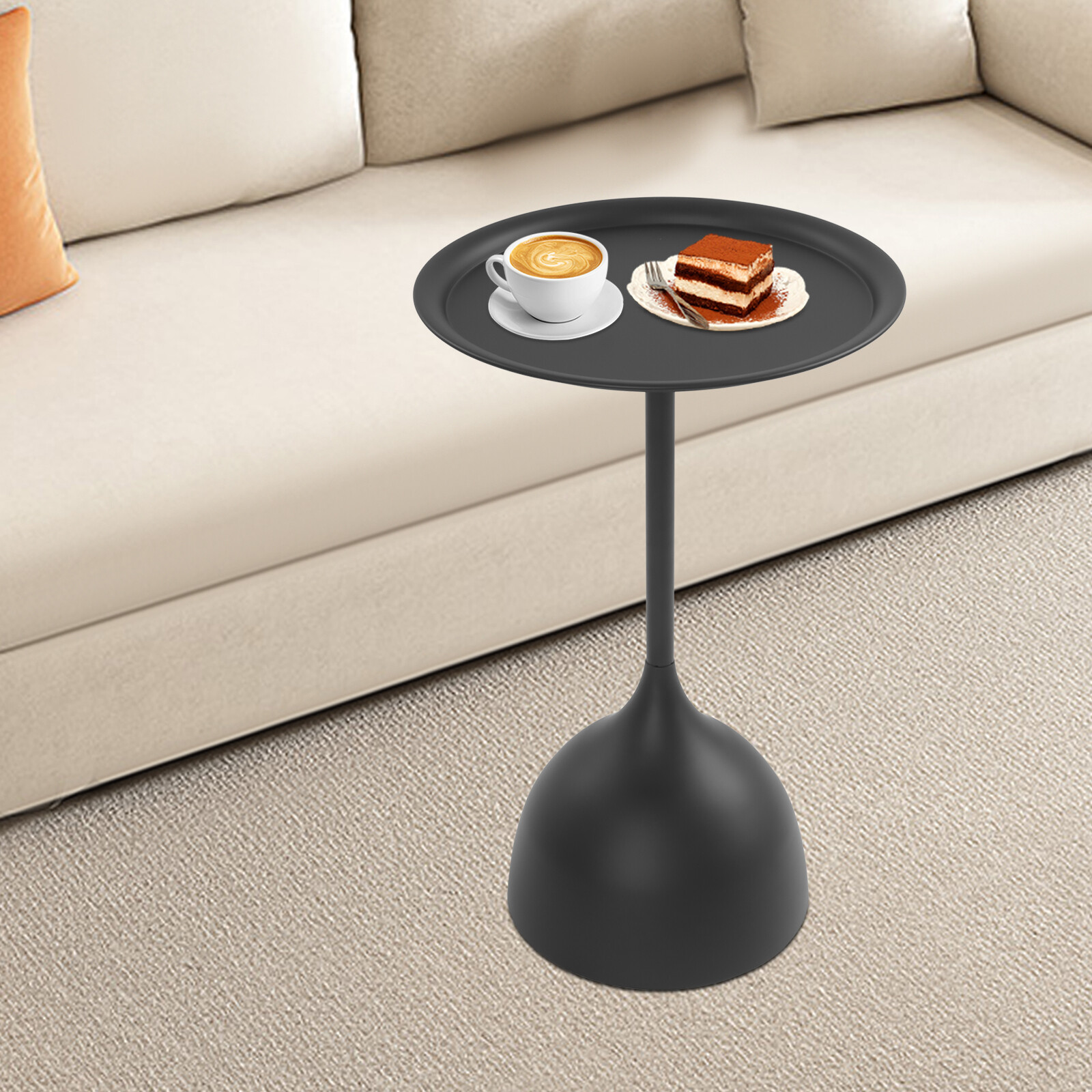Modern Side End Table Round Side Table Freestanding Living Room Side Table Black
