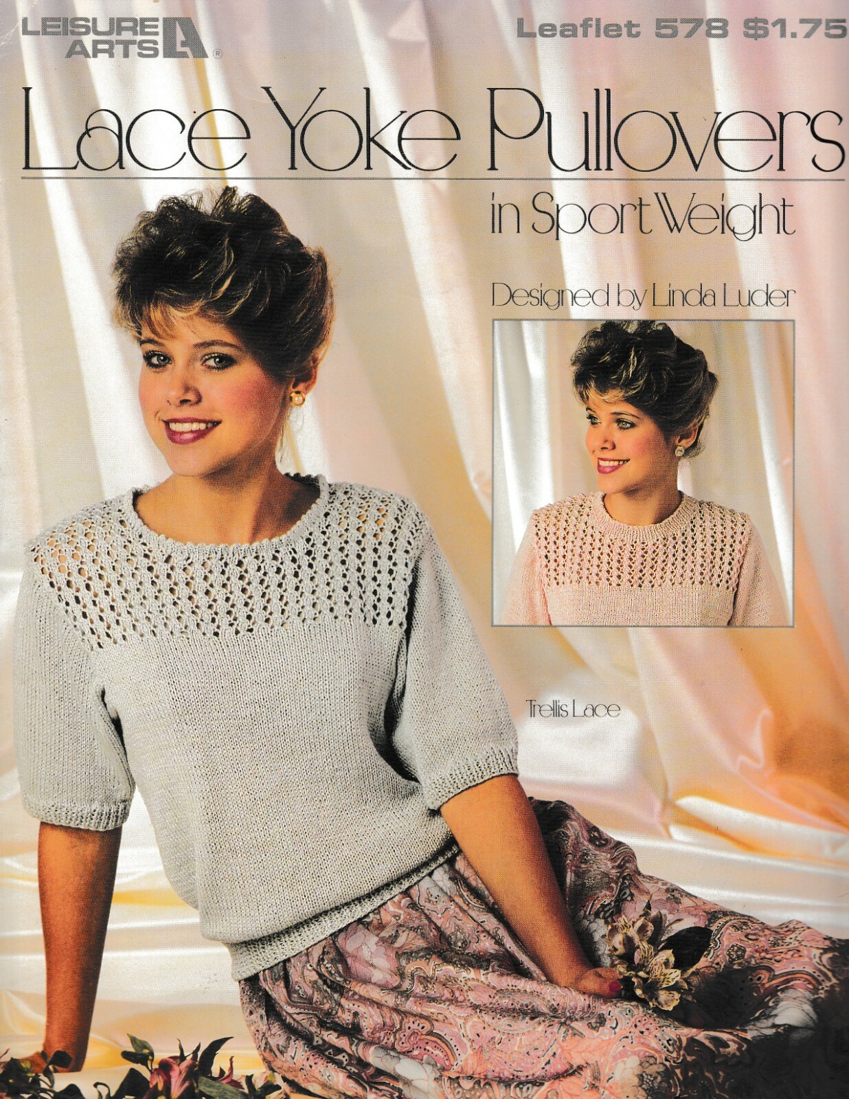 Lace Yoke Pullovers in Sport Weight Knit Sweaters | Leisure Arts 578