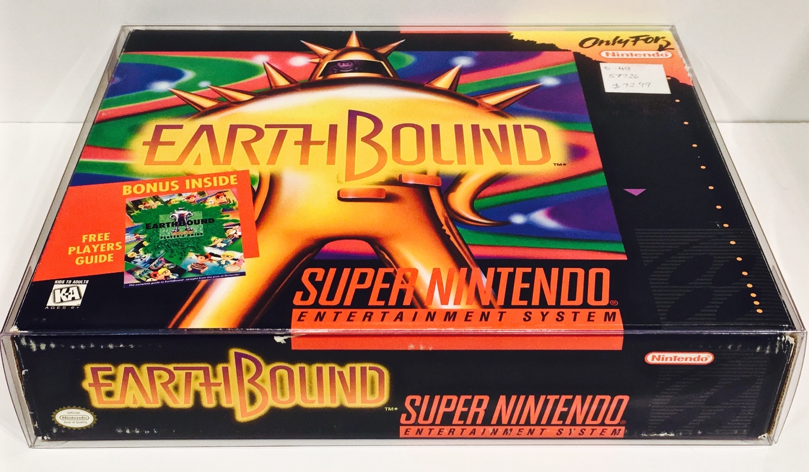 1 SNES BIG BOX Protector Earthbound Mario Paint Etc Super Nintendo Clear Case