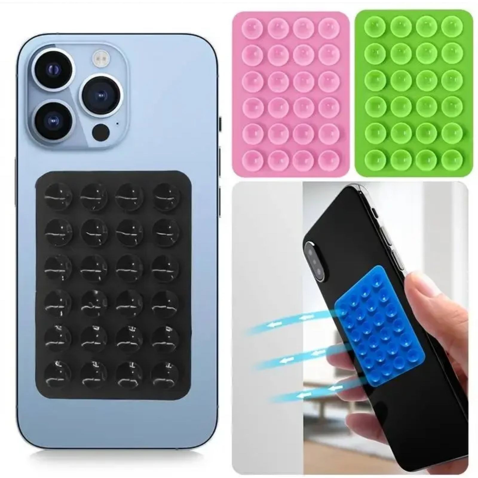 Suction Cup Phone Case Mount Double-Sided Silicone Sticky Phone Grip Desk Stand
