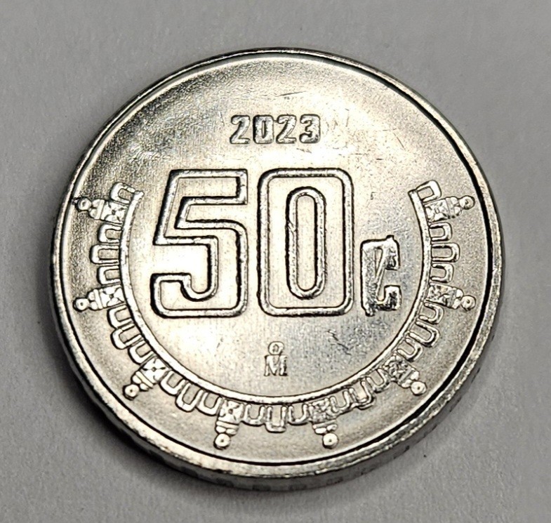 2023 Mexico 50 Centavos - Circulated Mexican Stainless Steel World Coin