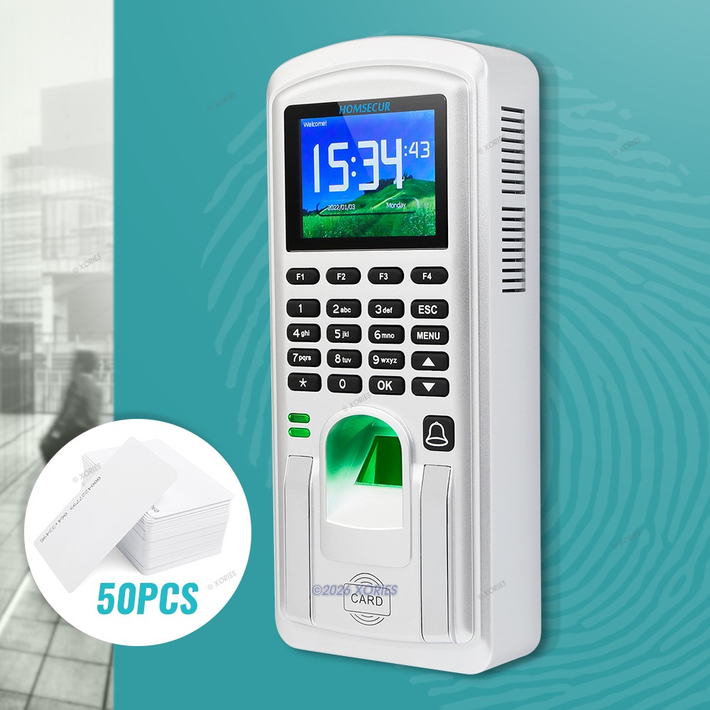 HOMSECUR Attendance Machine With 50pcs RFID Cards Up to 5000 Users TCP/IP WIFI