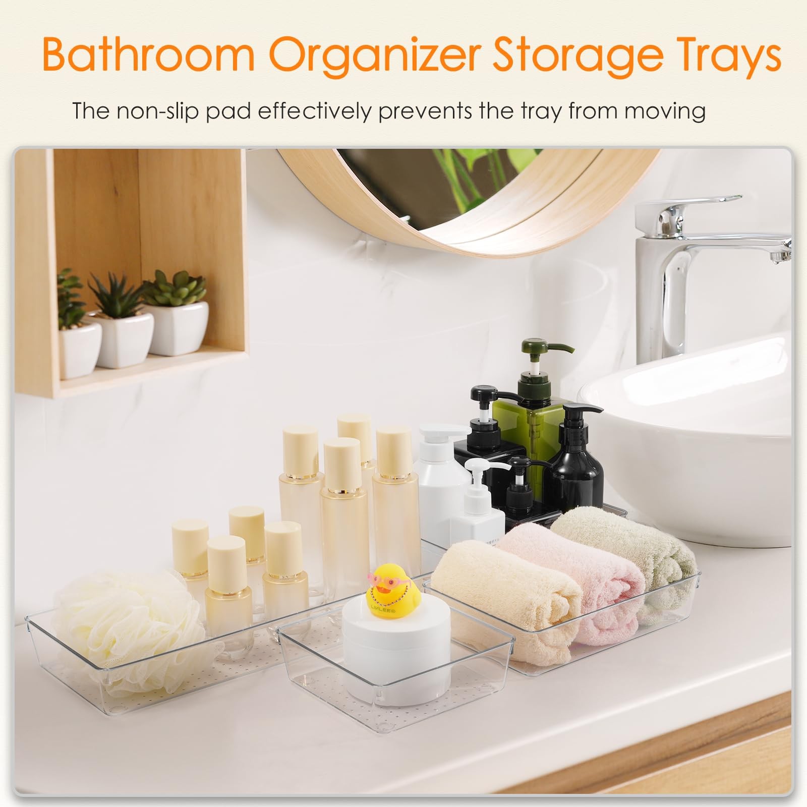 Drawer Organizer, 10 Pack Large Clear Plastic Set, 3 Size Versatile Bathroom ...