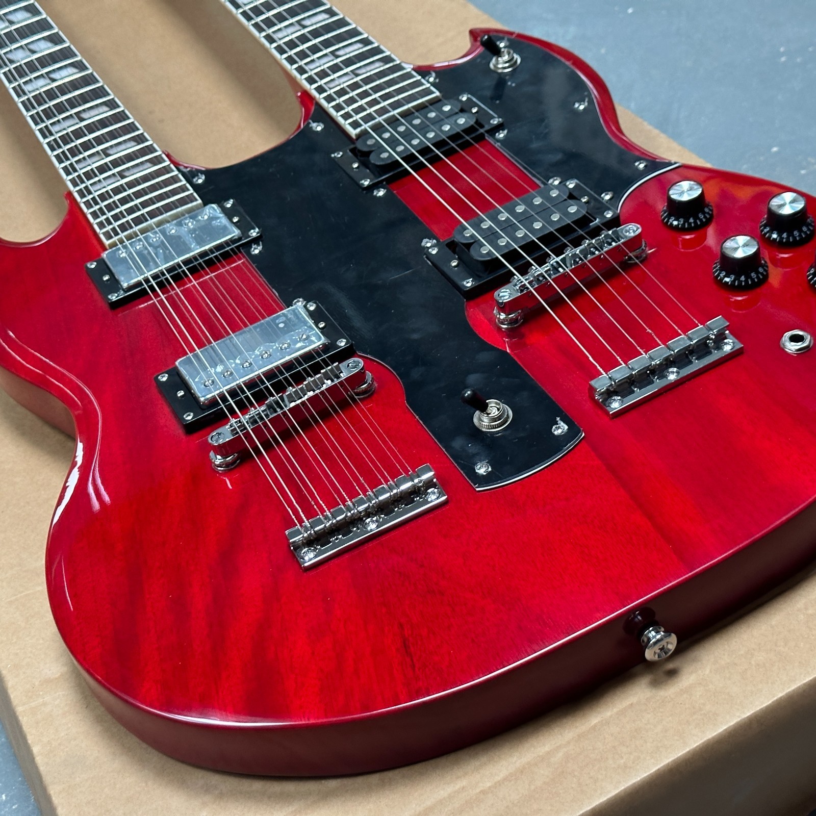 Red Double Neck SG Electric Guitar Mahogany 12+6s Free Ship 9DAY