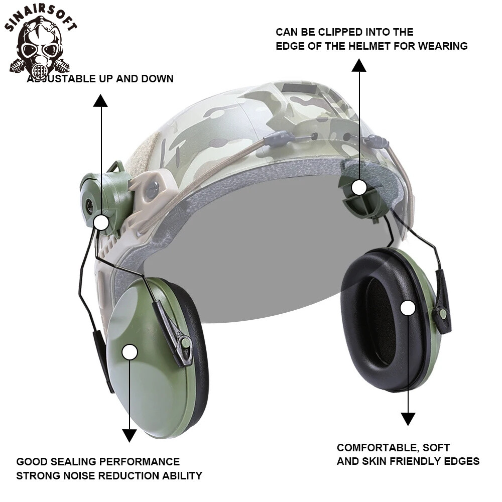 Tactical Helmet Headset Noise Reduction Hearing Protect Earmuffs for FAST Wendy