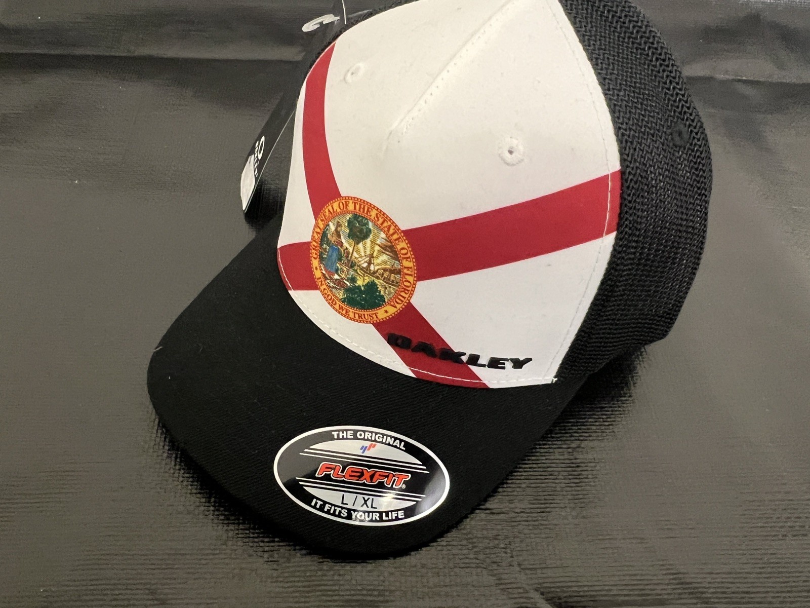 OAKLEY Florida FL Flag Hat Cap Flexfit Flex Fit L / XL Fitted Stretch Curve Brim