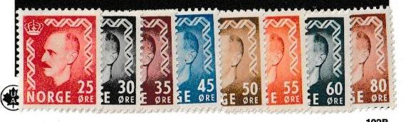Dealer Close-out, Norway #s310 -317 mint very fine, cat $63.50