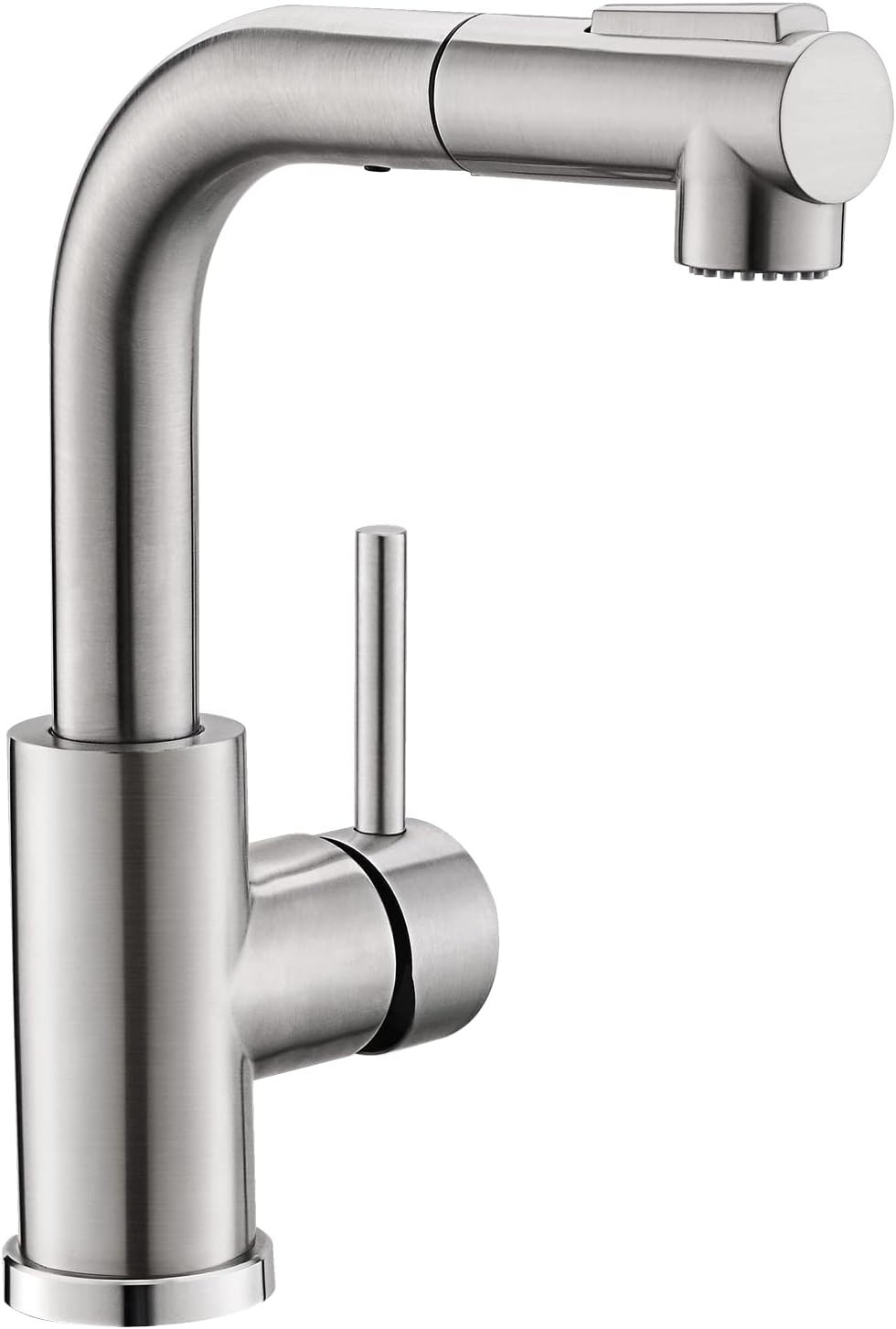 Modern Bar Sink Faucet for Kitchen Sink Single Handle with Pull Out Sprayer Hot