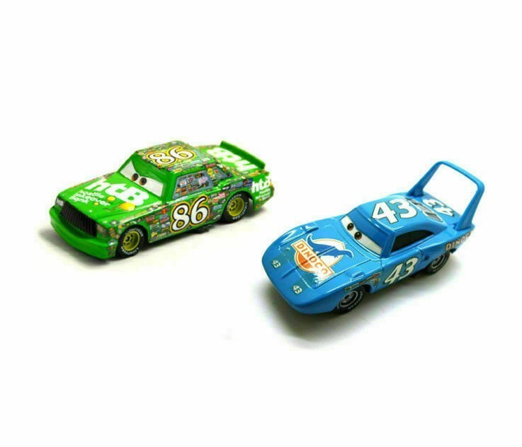2-Car Disney Pixar Cars NO.86 Green Chick Hicks & NO.43 King Model Cars Boy Gift