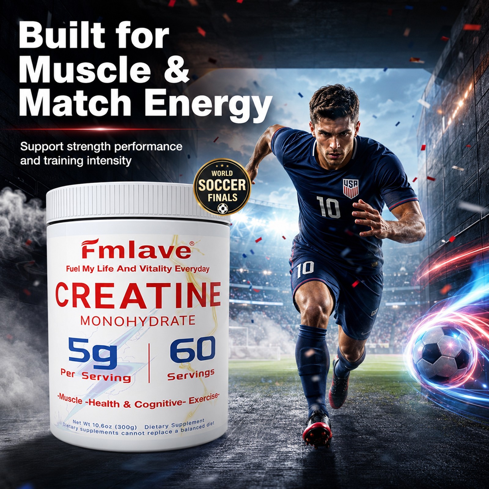 Fmlave Creatine Monohydrate 5g Micronized Creatine 10.58oz - 60 Serving Non-GMO