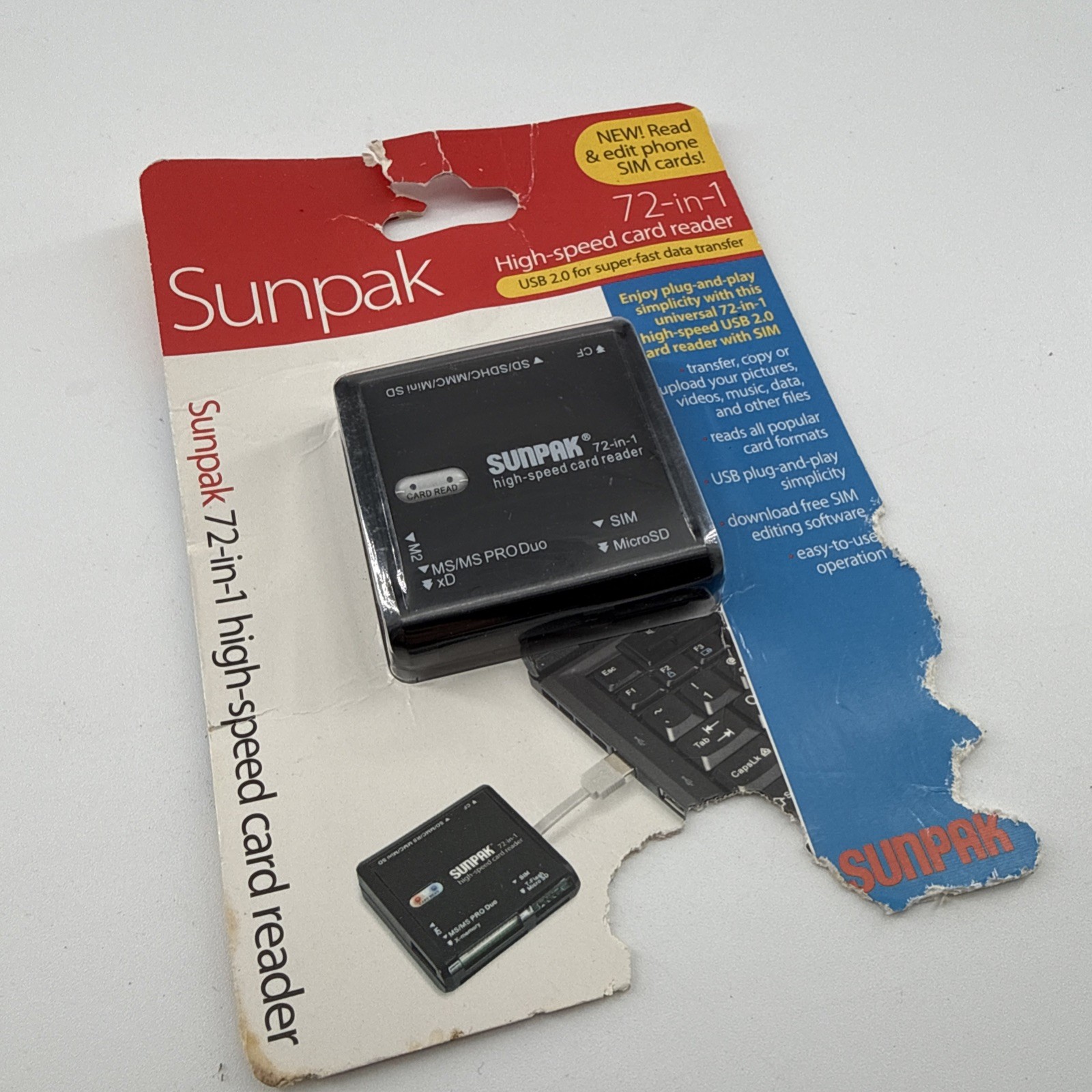 Sunpak 72-in-1 High-Speed Card Reader Built In USB 2.0 Self Storage Plug SEALED!