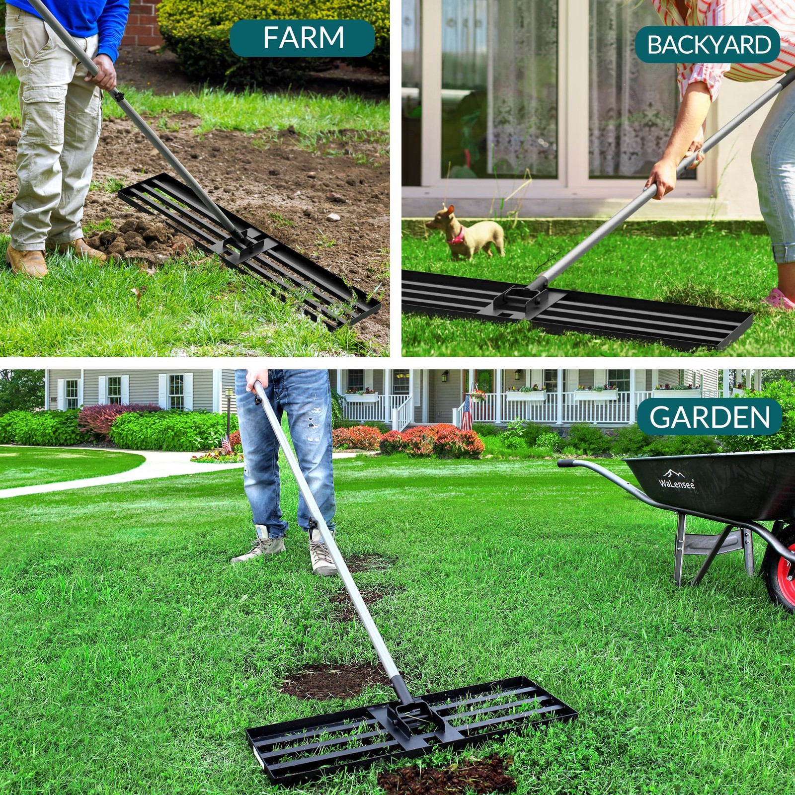 Walensee Lawn Leveling Rake, Levelawn Tool, Heavy Duty Effort Saving Lawn Lev...
