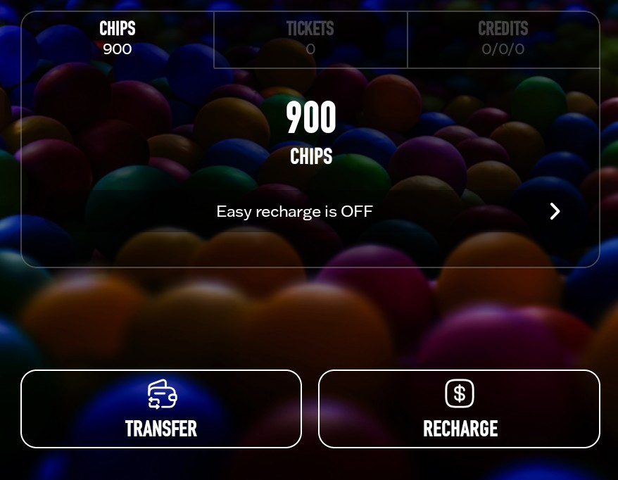 Dave and Buster's Power Card - 900 Chips No Expiration Date