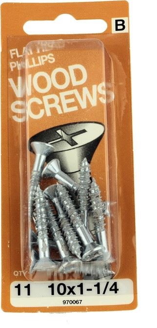 AS-IS #10 x 1-1/4" Flat Head Wood Screws - 11 Pack