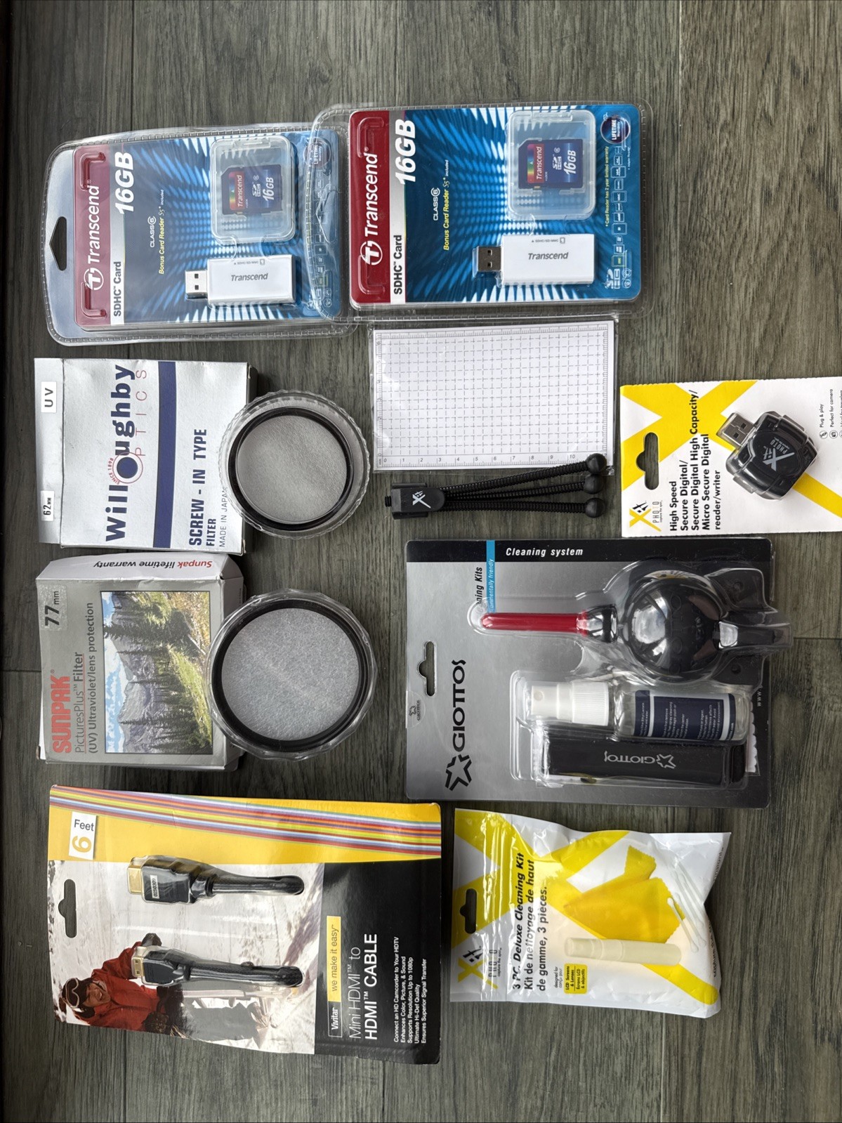 Photo Accessories - 77mm & 62mm UV Filters, 2x 16GB SDHC cards, Cleaning Kits…