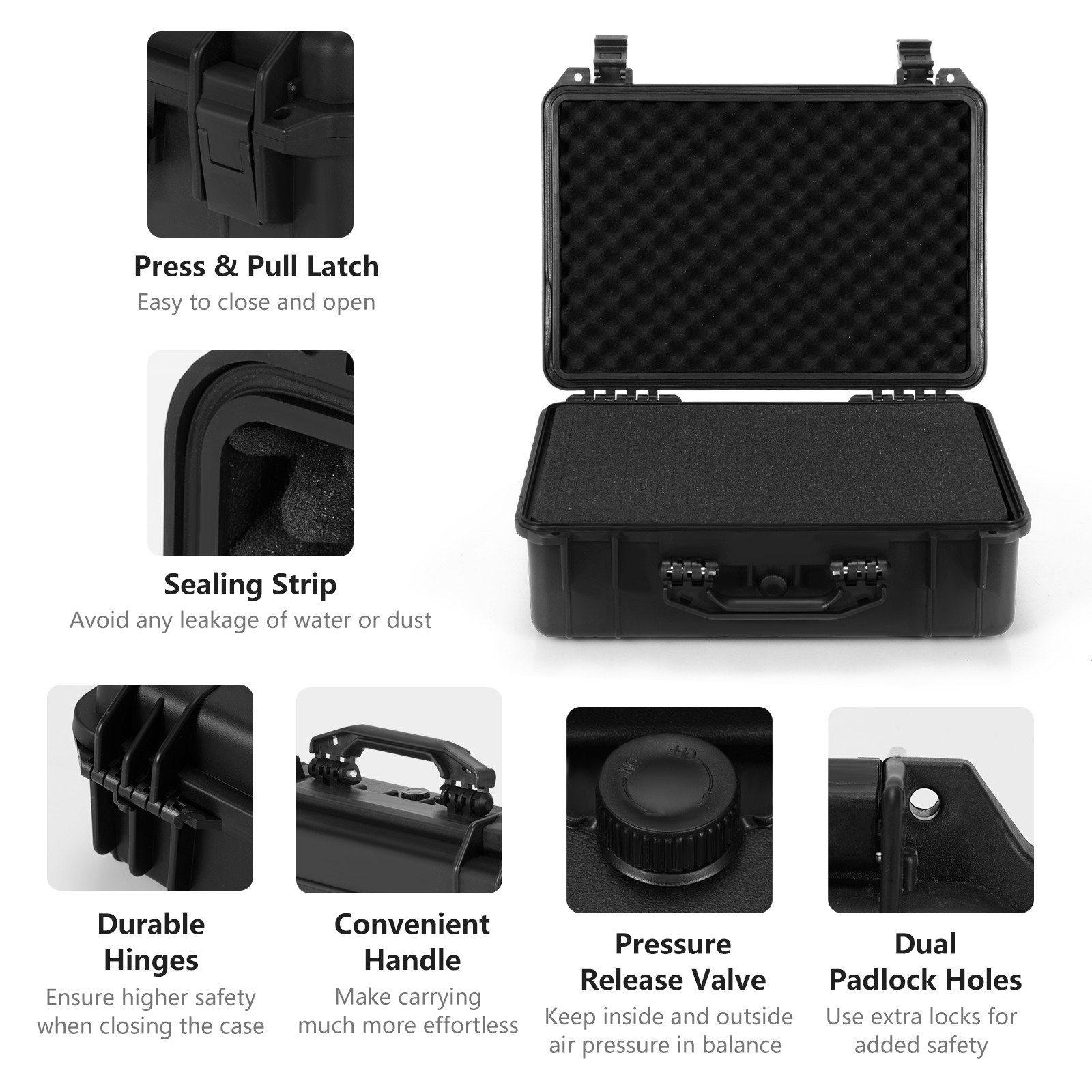 18.5-Inch Multi-Purpose Hard Case Camera Box W/Customizable Foam IP66 Waterproof