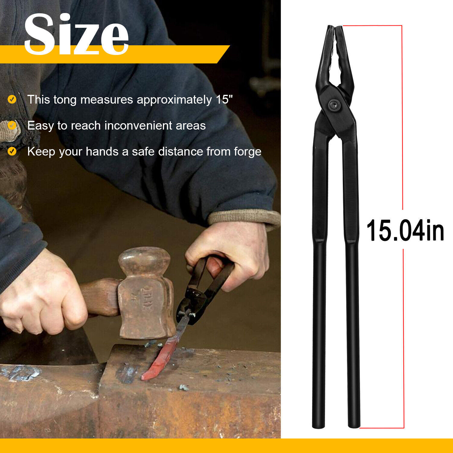 Beginner Blacksmith Wolf Jaw Tongs Bladesmith Knife Making Forge Tongs 15 in