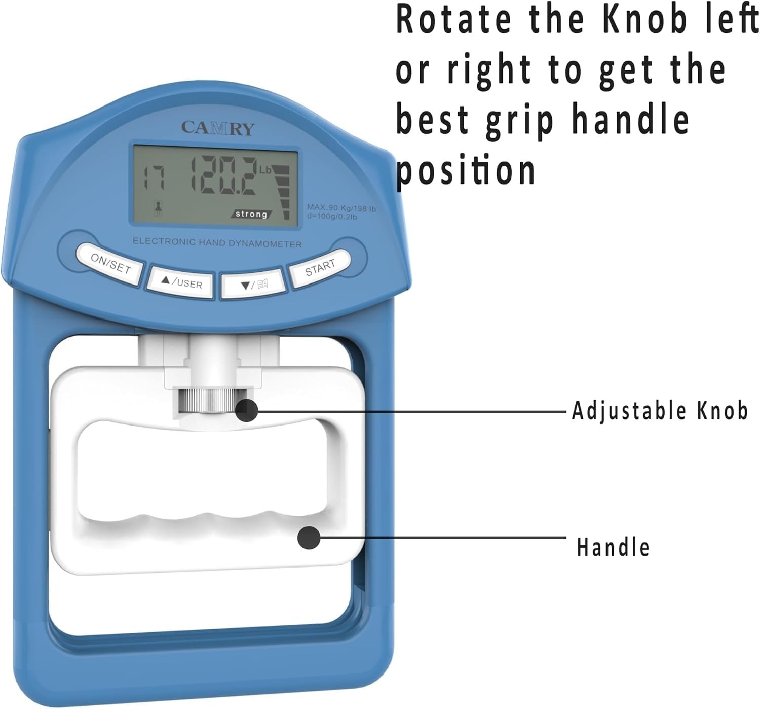 Digital Hand Dynamometer 200 Lbs Grip Strength Meter - Auto Capture Measurement