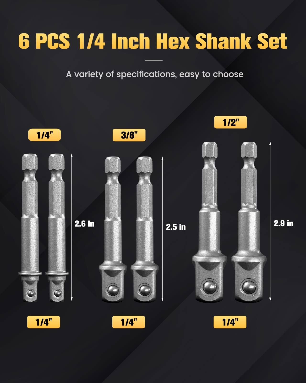 BOEN Impact Grade Socket Adapter Set, 6-PCS Drill Bit with 6PCS SAE