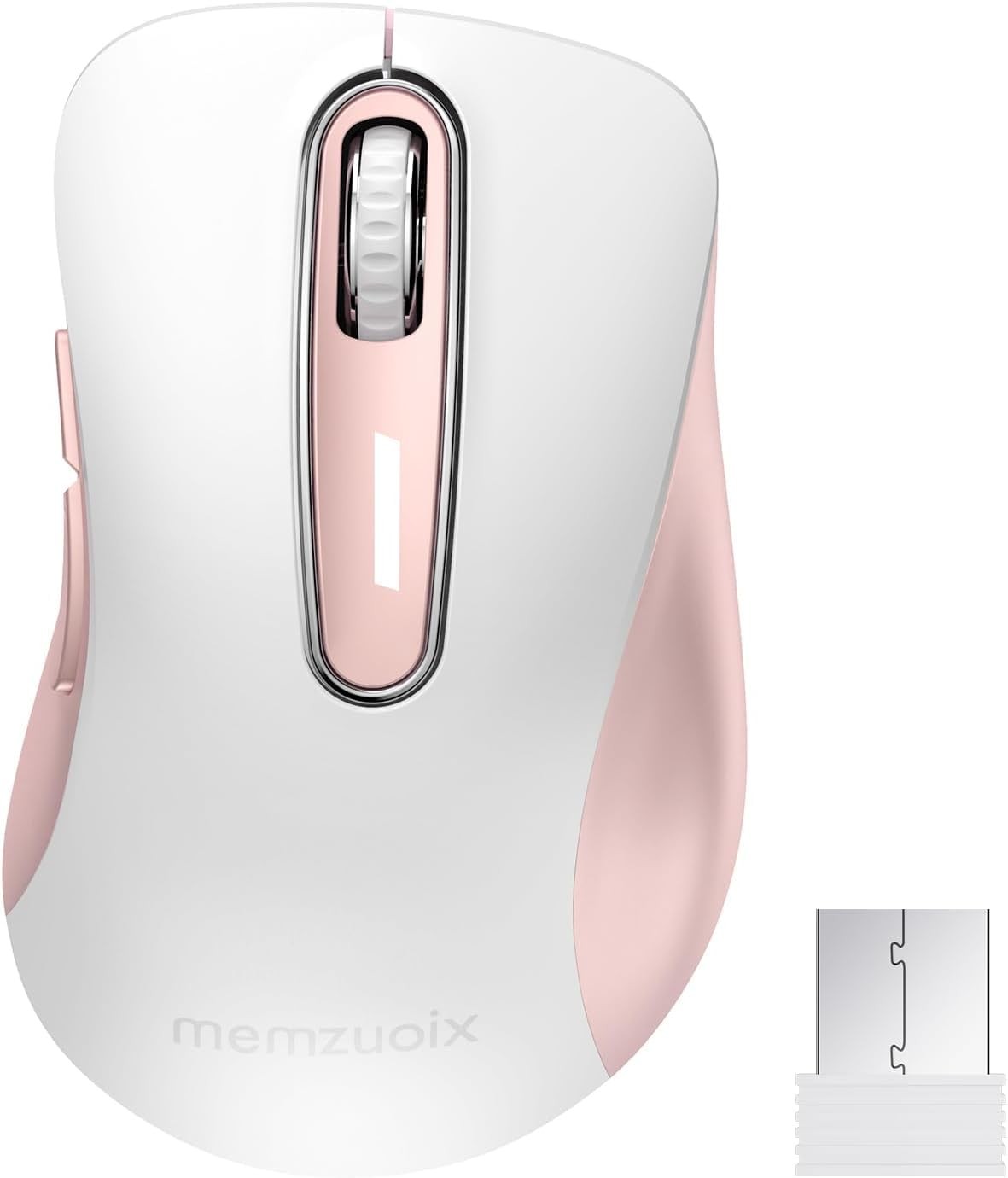 2.4G Wireless Mouse 1400 DPI USB Receiver Portable 5 Buttons White Pink