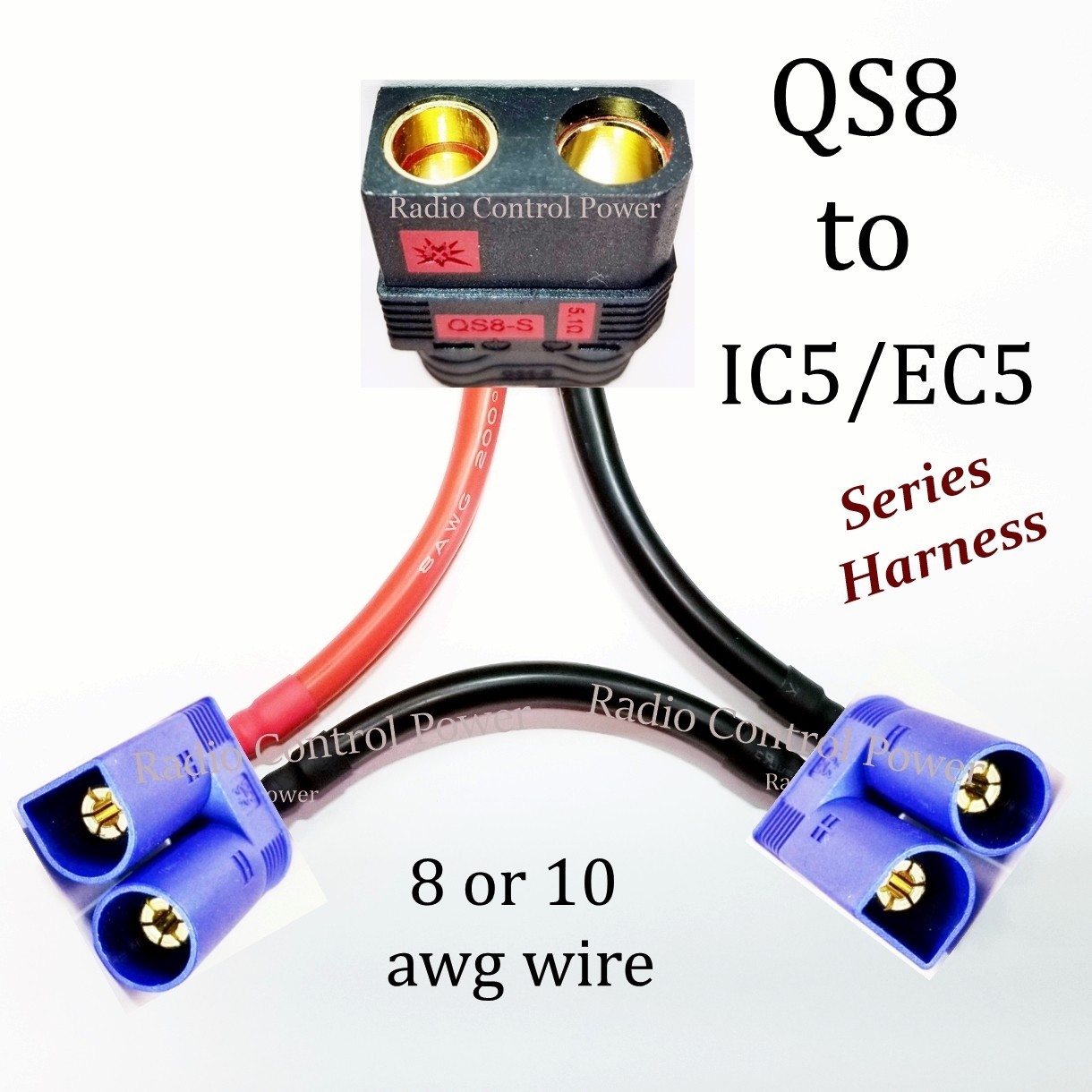 RCP-QS8 FEMALE TO EC5/IC5 MALE ANTI SPARK SERIES HARNESS 8 or 10 AWG Double Volt