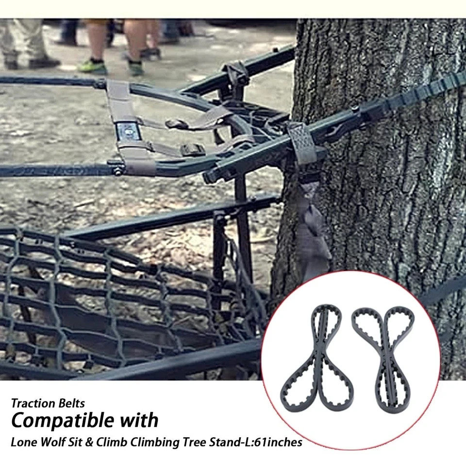 2PCS Traction Belts Climber Tree Stand Straps (61in Long) Compatible with Lon...