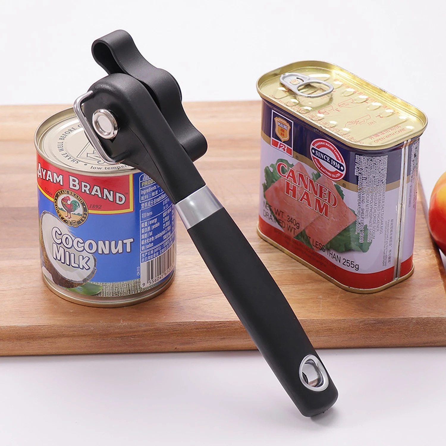 Plastic Hand-actuated Can Opener Safety Kitchen Tools Easy Grip Side Cut Manual