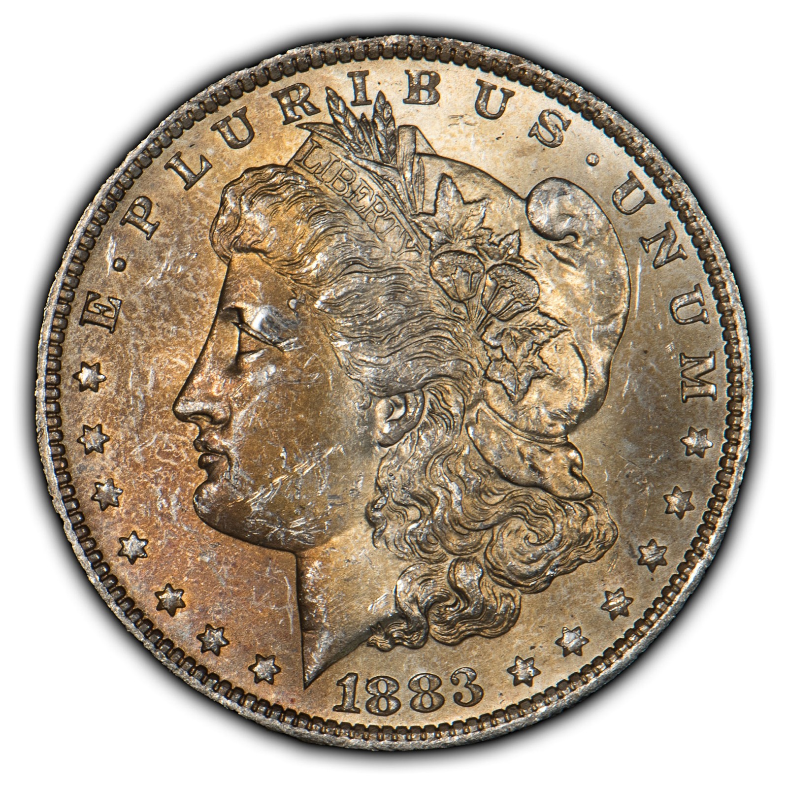 1883-O $1 Morgan Silver Dollar - Thick Autumnal Textured Toning - BU - D4068