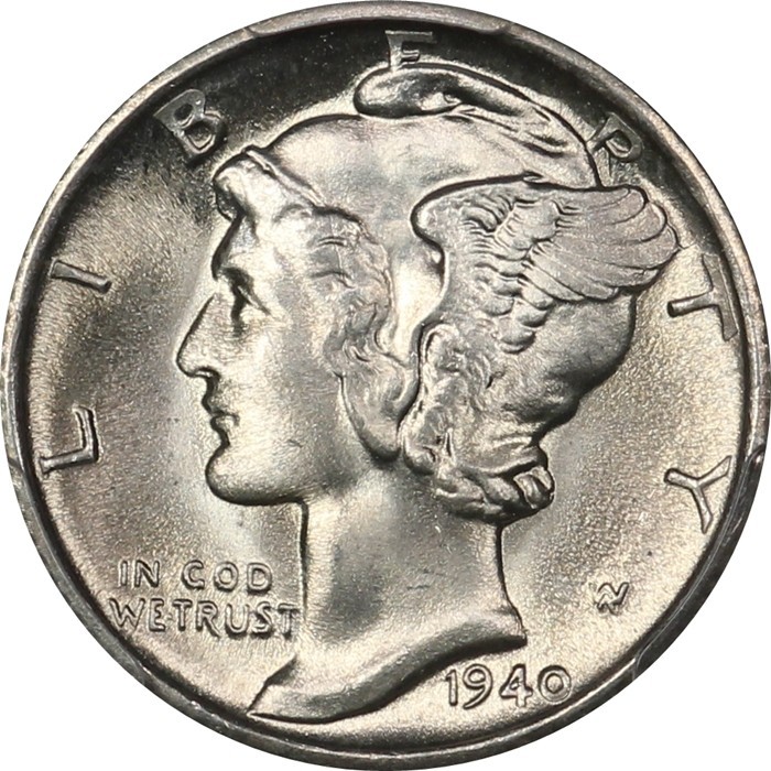 1940-S PCGS MS65 Gem BU Mercury Dime, Booming Luster, Original Mint Bloom!
