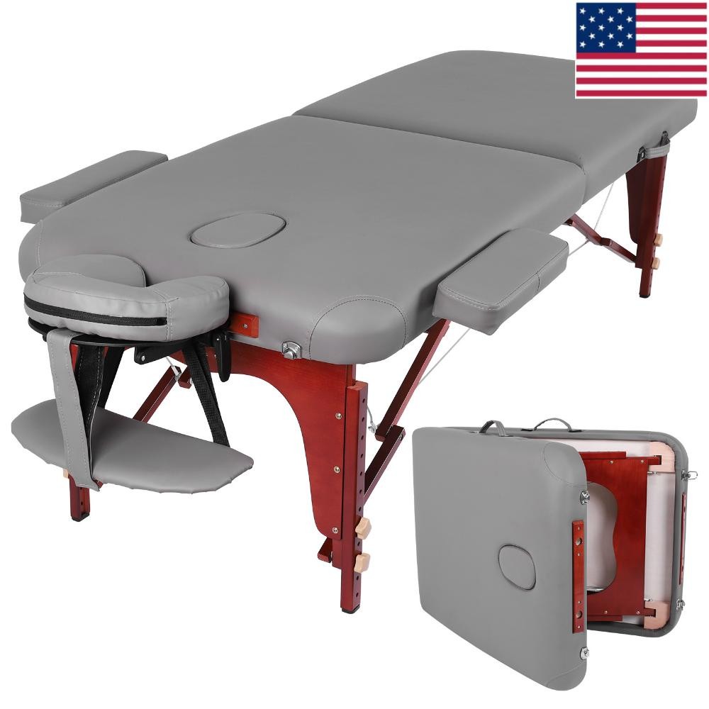 Folding Massage Table Height Adjustable Wide Spa Bed with Carrying Bag for Home