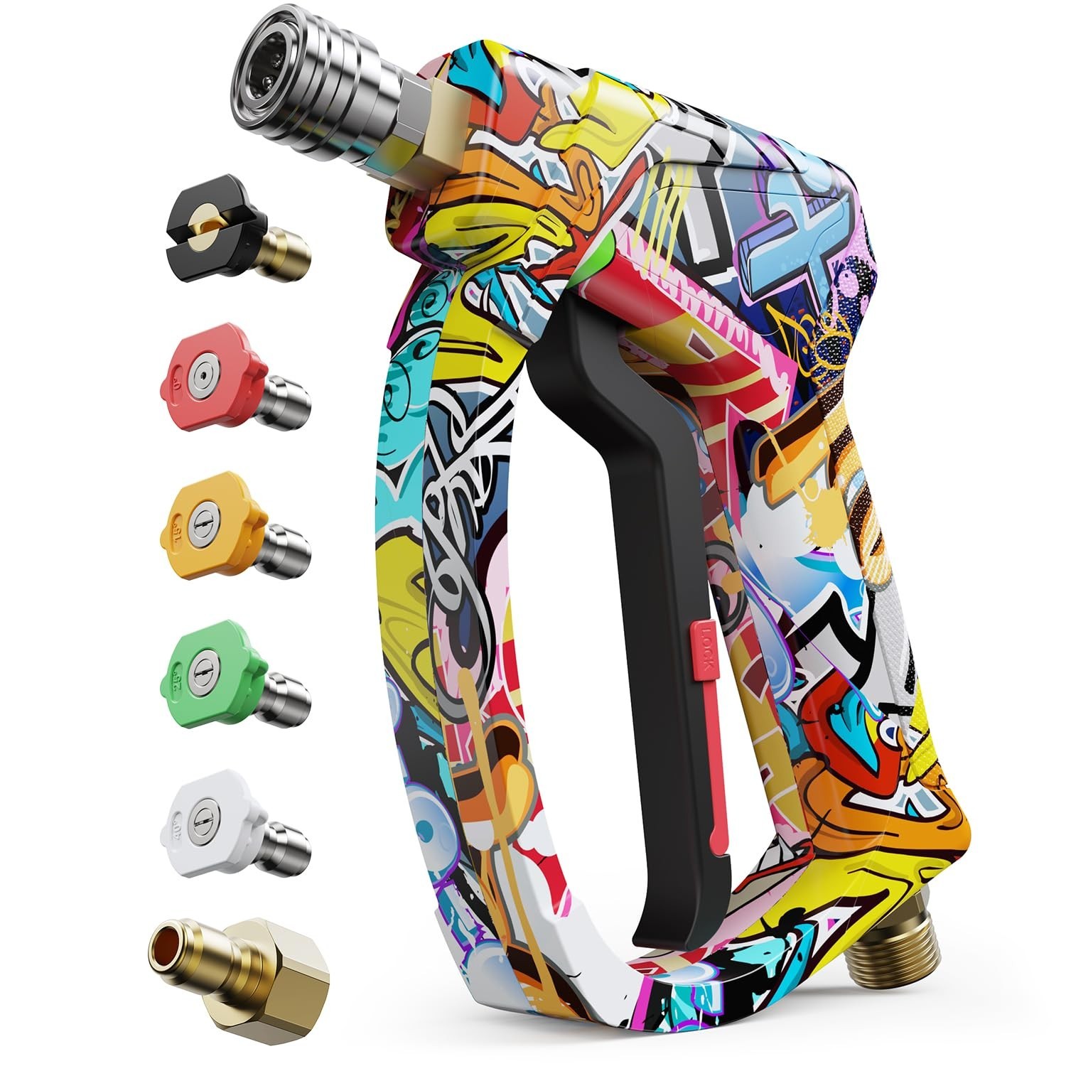 Short Pressure Washer Gun, High Pressure Washer Gun 4000 PSI M22-14mm & 3/8" ...