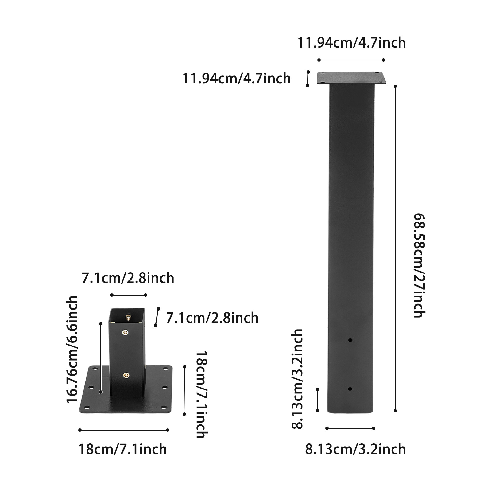 Mailbox Post with Post Base Mailbox Mounting Post Mailbox Post for Outside Black