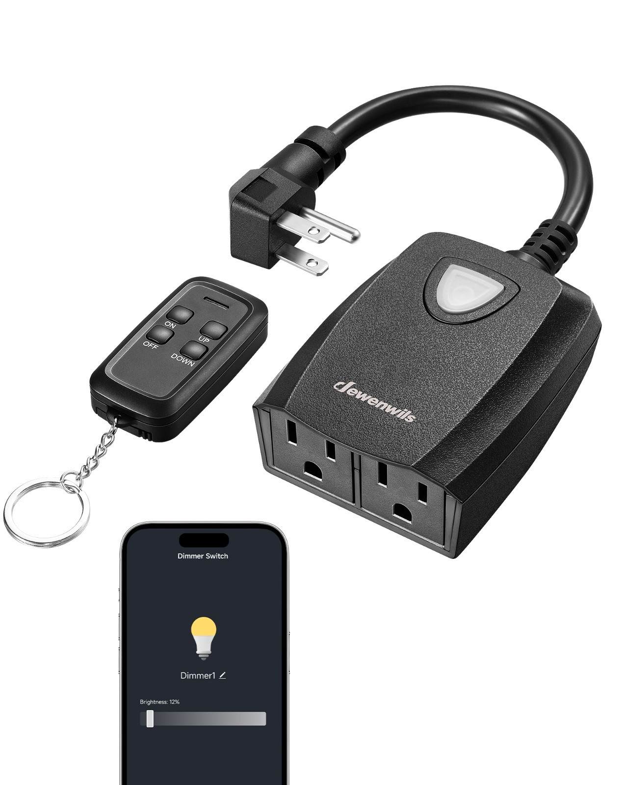 DEWENWILS Outdoor Dimmer for String Lights, Smart Dimmer Plug with Remote
