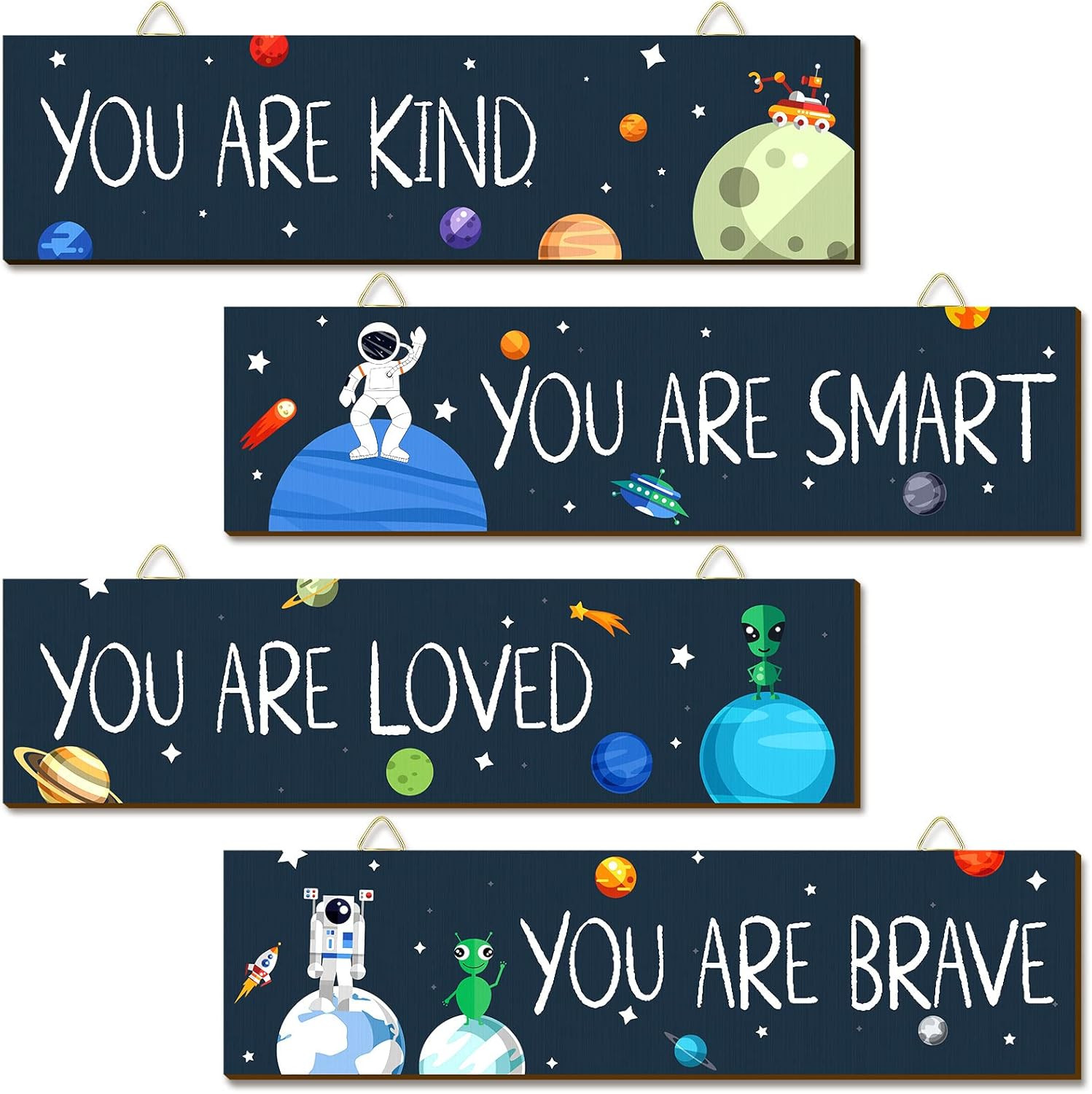 4 Pcs Wooden Space Classroom Decor Outer Space Classroom Decorations Inspiration