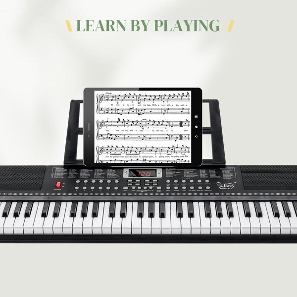 61-key electronic keyboard + stand + stool set, black