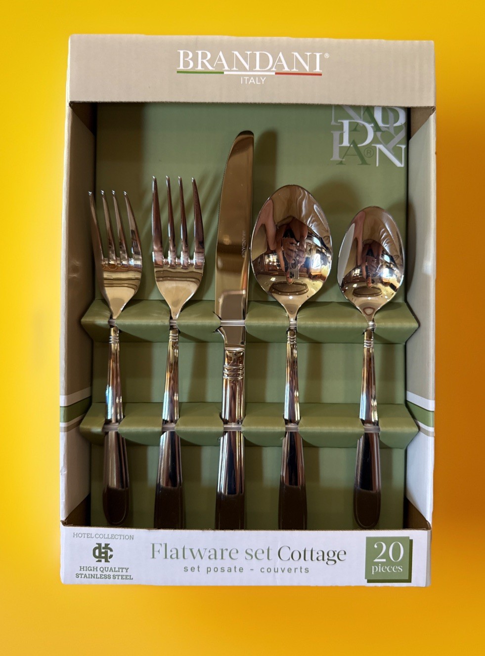 Brandani Italy Cottage Flatware Set 20 Piece Stainless Steel Silverware Set NEW