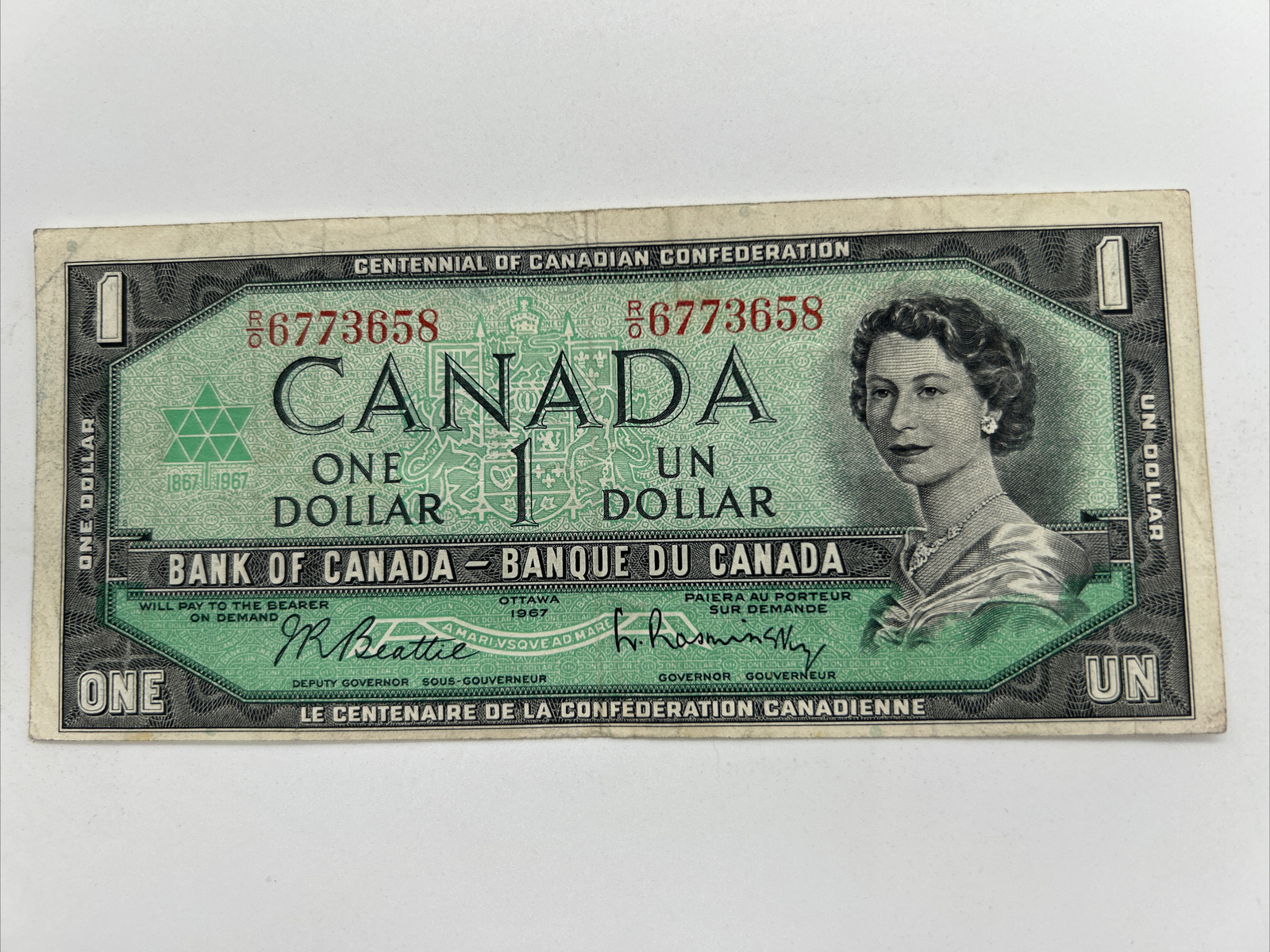 Canada 1967 $1.00 Dollar Bank of Canada (BC-45b) Bank Note Bill  R/O 6773658