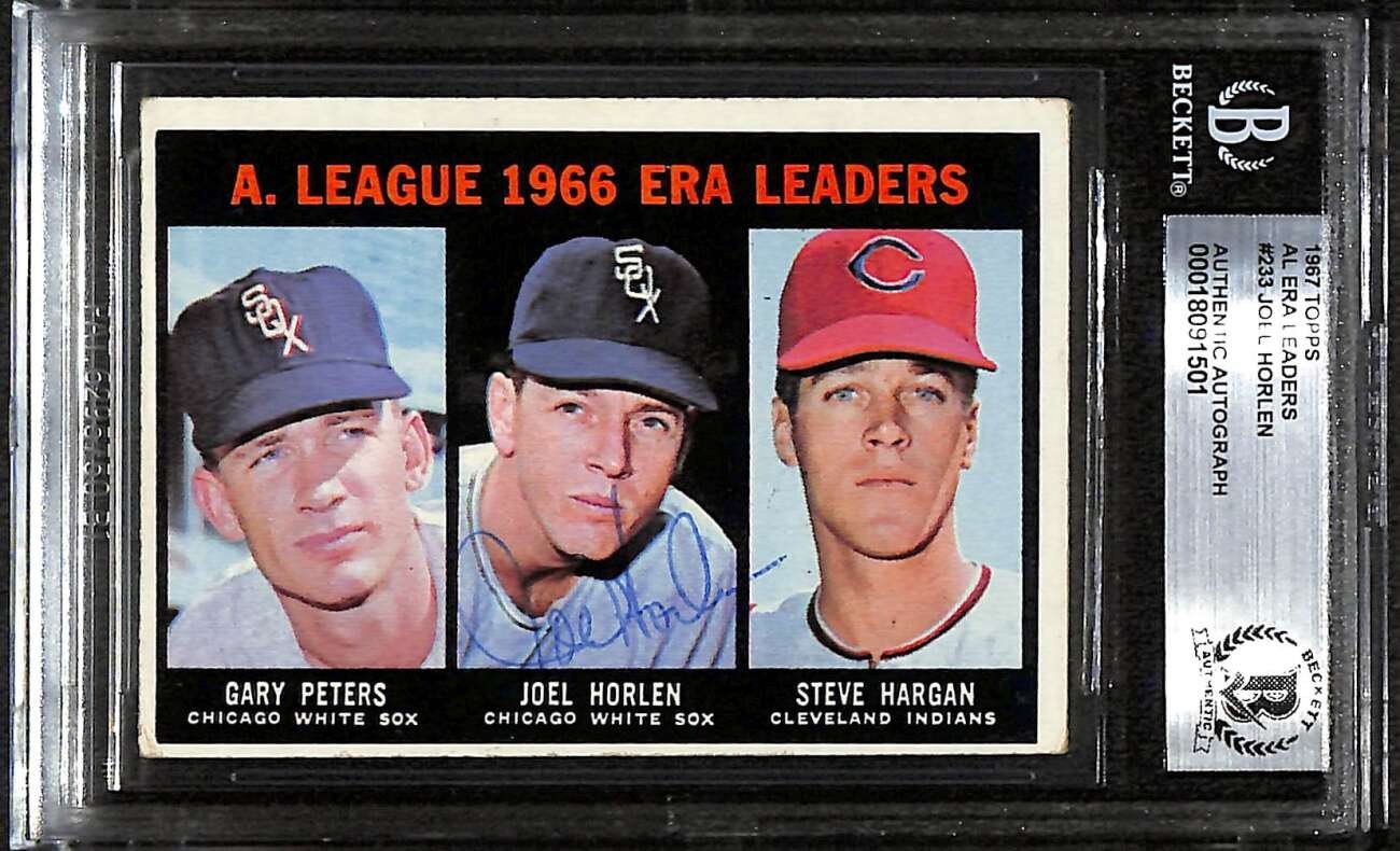 1967 Topps 233 Hargan/Horlen/Peters AL BGS Auto Autograph Joel Sign BAS C100002