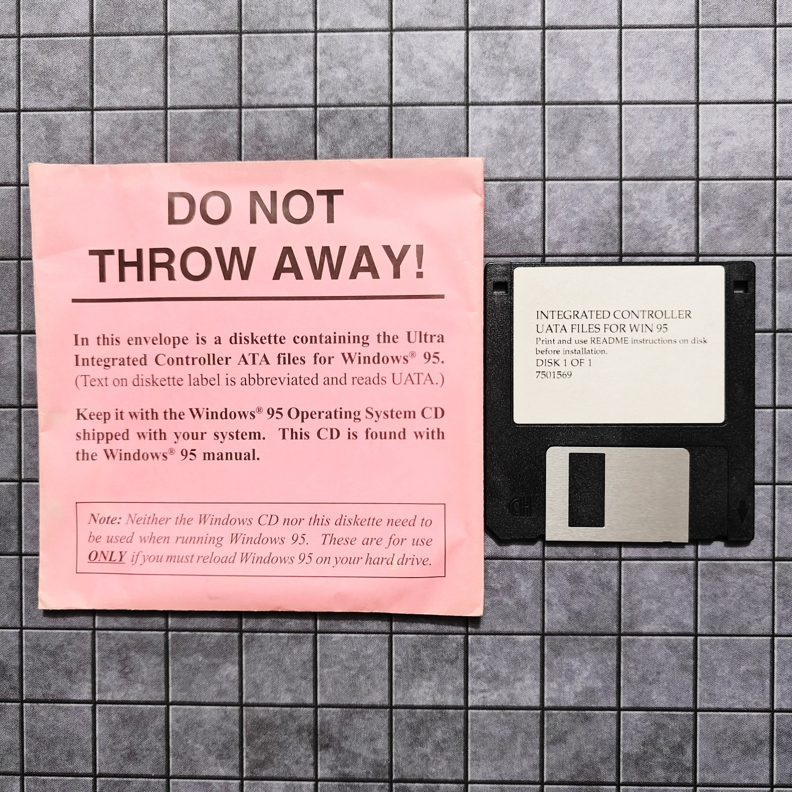 Microsoft Windows 95 Ultra Integrated Controller ATA Files Floppy Disk 3.5"