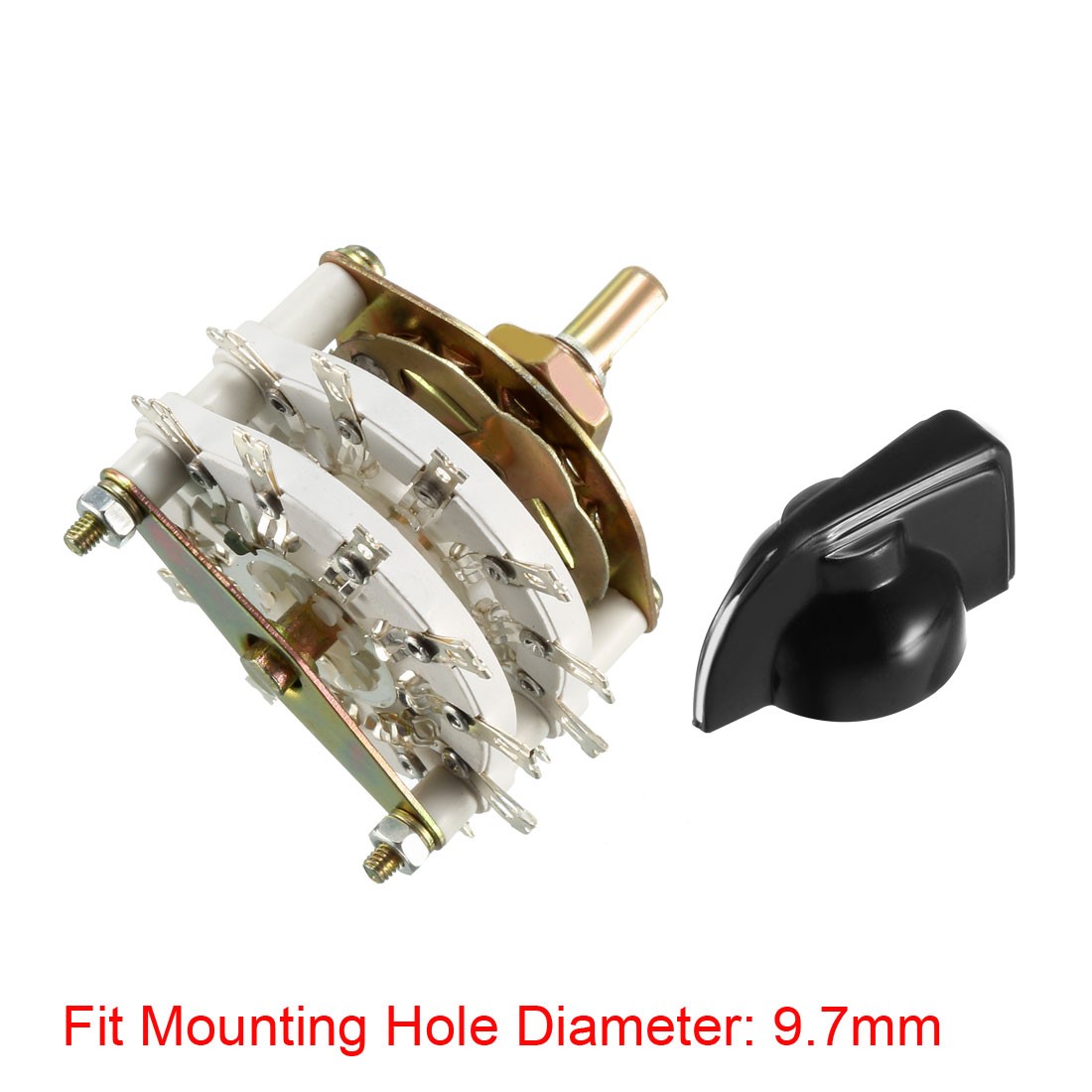 2P10T 2 Pole 10 Position 2 Deck Band Channel Rotary Switch Selector Knobs