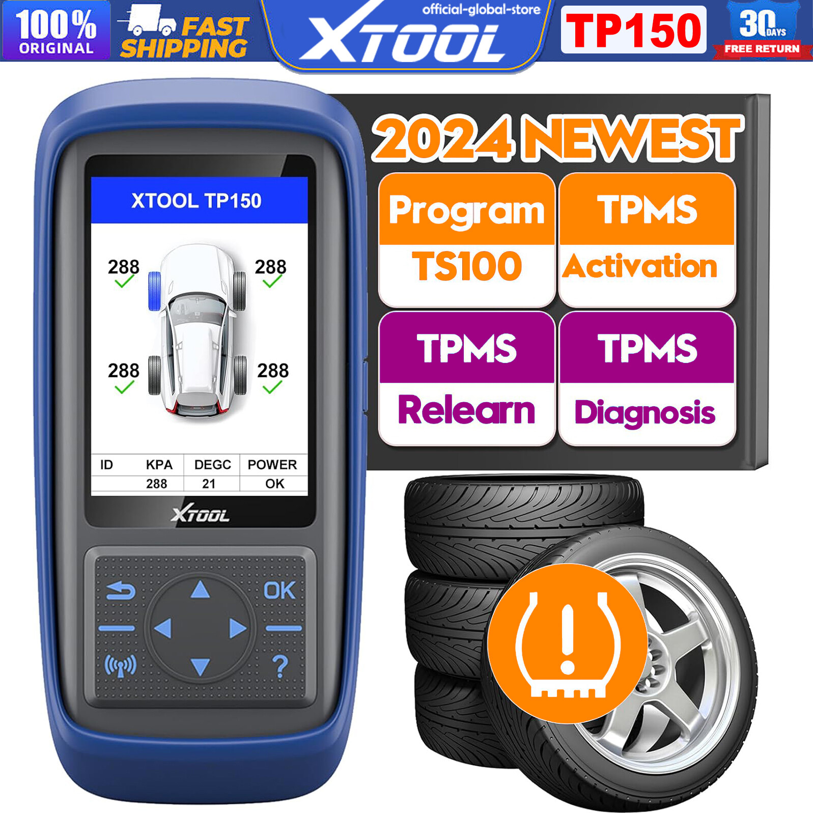 XTOOL TP150 TPMS Programmer Sensor Relearn Activate Tire Pressure Light Reset