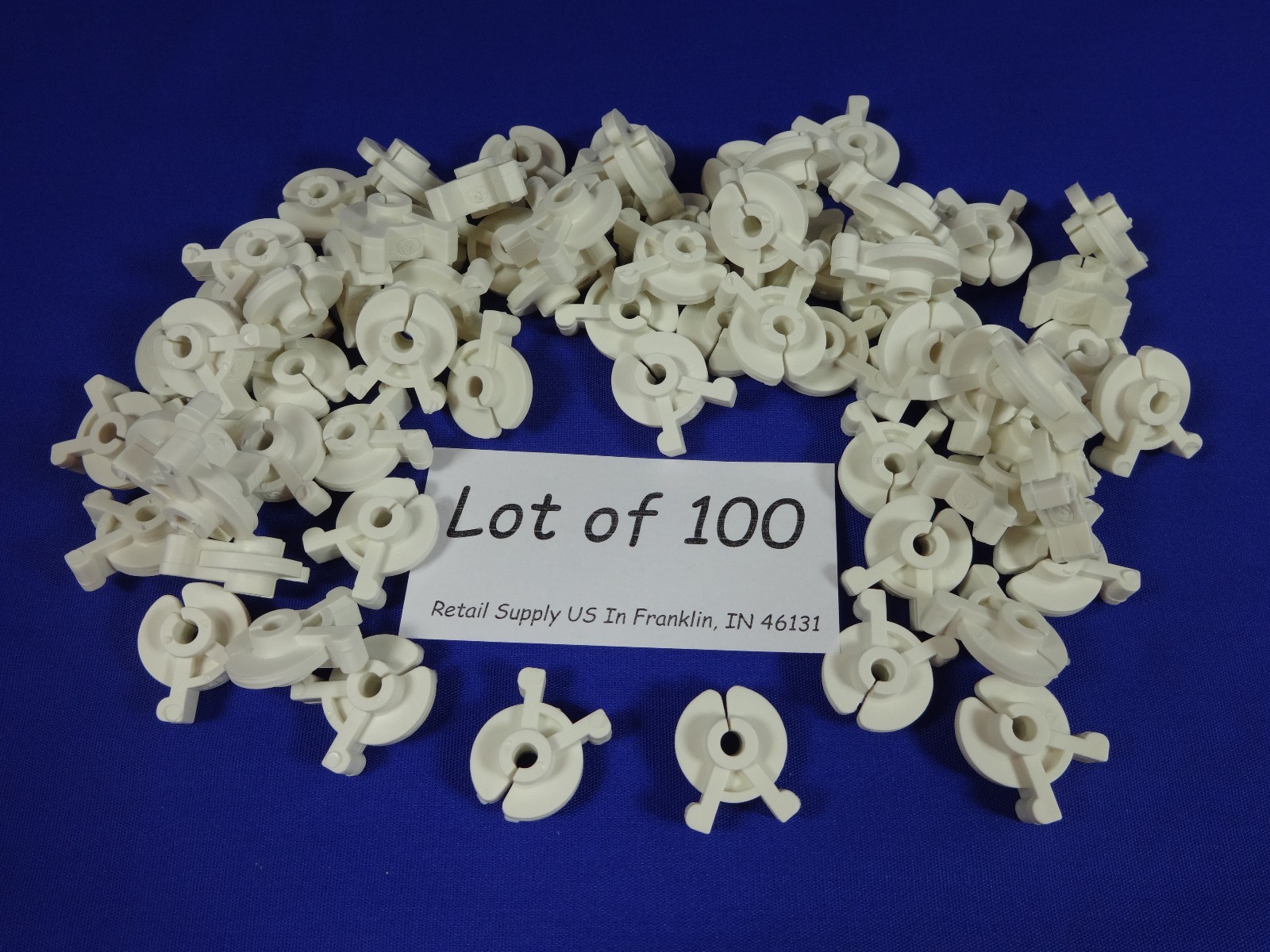 Qty. 100 Squeezable Inventory Control Clip White Wire Hook Fits 0.162" to 0.207"