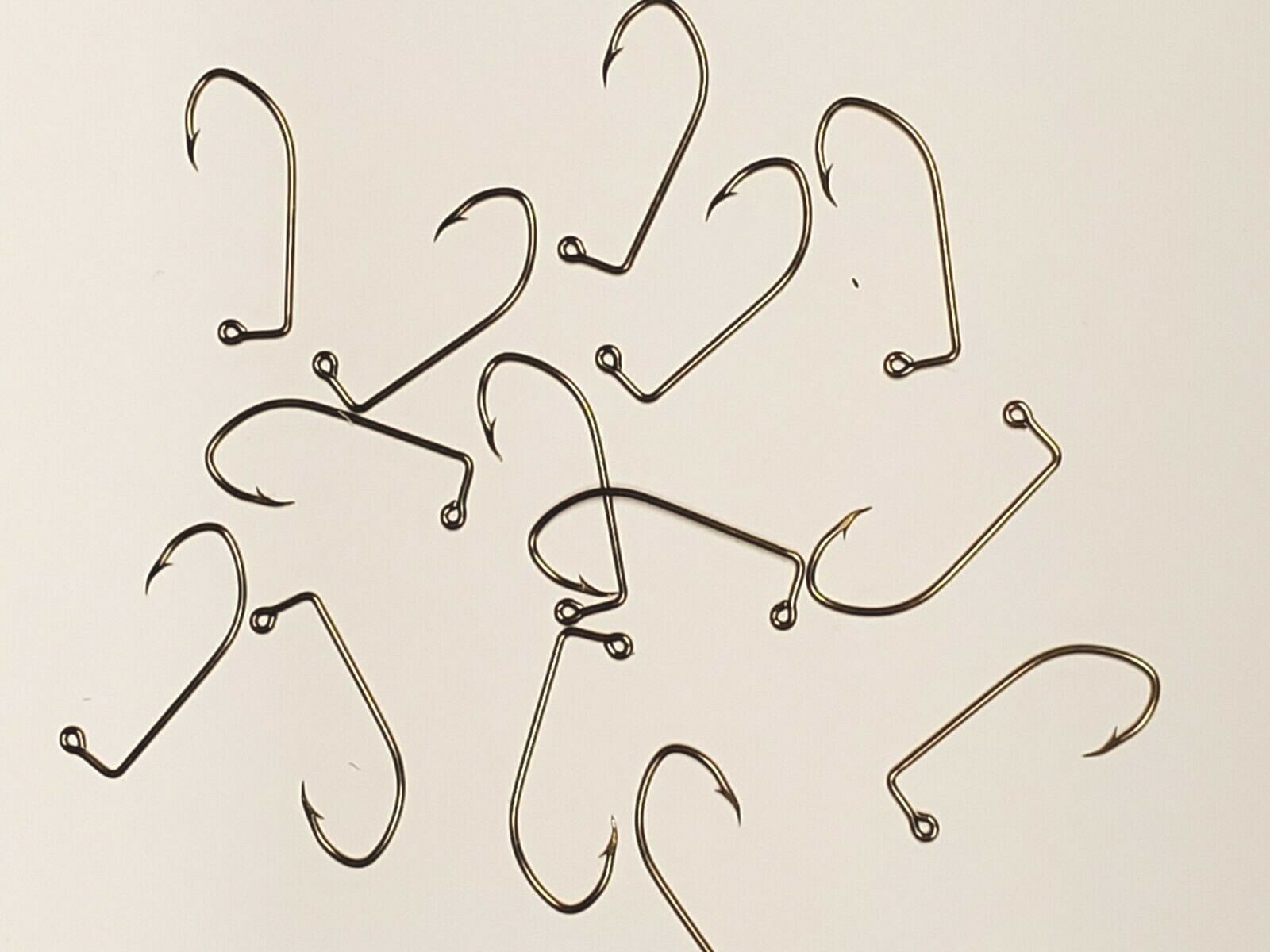 100 MUSTAD 32500BR BRONZE SKIPPY (SICKLE) BEND JIG HOOKS Sizes #10 - 4/0